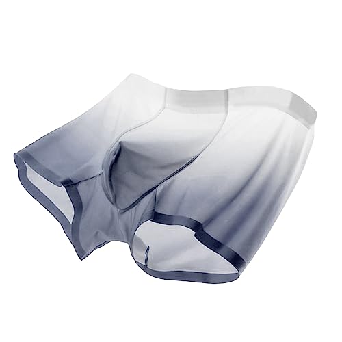 GAOGAO Breathable Men's Ice Silk Underwear with Gradient Color Fast Drying Sports Box Briefs