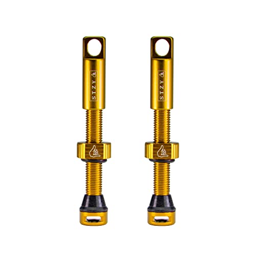 STZY Max Flow Tubeless Presta Valves Available in 14 Colours 44mm and 60mm (Gold, 44mm)