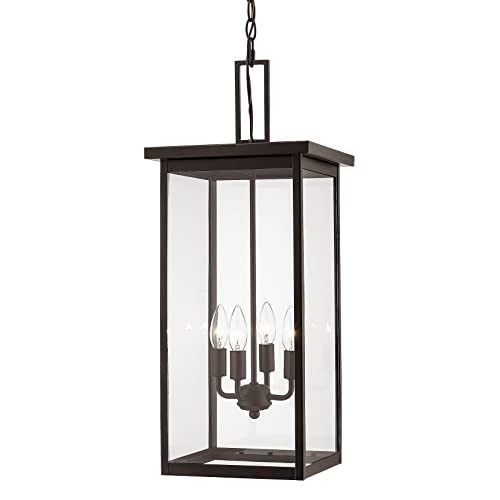 Millennium 2605-Pbz Transitional Four Light Outdoor Hanging Lantern From Barkeley Collection In Chrome Finish, Powder Coat Bronze #TOP26
