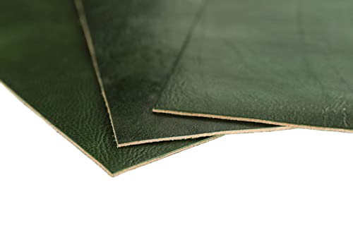 Full Grain Vegetable Tanned Tooling Leather Square 1.2-1.6Mm (3-4Oz) Thick Pre-Cut Cowhide Leather Sheet For Leather Crafting (6 X 12 In, Green) #TOP6