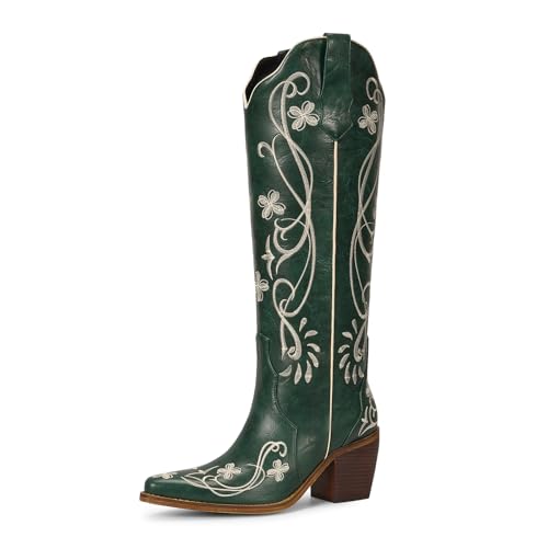 Image of wetkiss Knee High Cowboy Boots for Women, Stable and Comfortable | Western Style,Cowgirl Boots,Versatile,Pull On,Various Occasions,Non-slip Sole,Bohemian Rural Style
