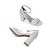 DREAM PAIRS Heels for Women Chunky Block Heel Open Toe Ankle Strap 3.5 Inch Heeled Sandals for Party Date Wedding,Size 8.5,Silver,DWUMHS2534