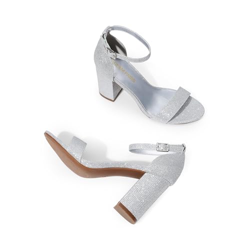 Image of DREAM PAIRS Heels for Women Chunky Block Heel Open Toe Ankle Strap 3.5 Inch Heeled Sandals for Party Date Wedding