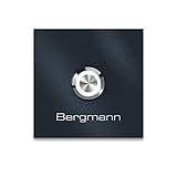 Metzler Quadratische Türklingel Bergmann in Anthrazit - Pulverbeschichtet RAL 7016 Matt Feinstruktur - Klingel aus Edelstahl V2A - inkl. Beschriftung - LED Drucktaster wählbar - Größe: 6 x 6 cm