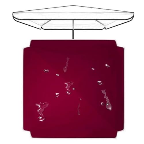 IMUNKT Toldo De Recambio De Sombrilla Cuadrada 250x250cm/4 Varillas, Cubierta De Sombrilla De Tela De Repuesto, para Jardín/Mercado/Playa Sombrilla(Burgundy,250x250cm(8.2x8.2ft))