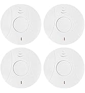 4 Pack Photoelectric Smoke and Carbon Monoxide Detector, Smoke Alarm Sealed-in 10 Year Lithium Ba...