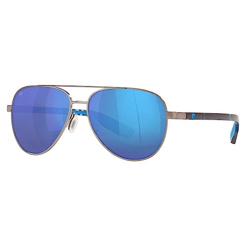 Costa Del Mar Unisex Peli Aviator Sunglasses, Brushed Gunmetal/Blue Mirrored Polarized-580G, 57 mm