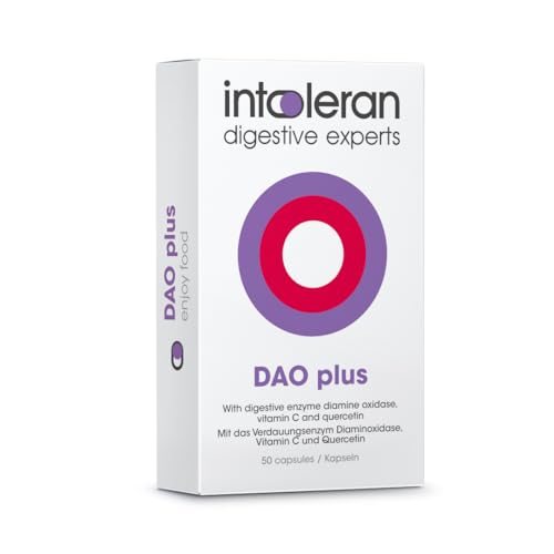 Intoleran DAO Plus Digestive Enzymes - 50 Capsules | Supplement for Histamine Intolerance & DAO Deficiency | Healthy Histamine Levels | 30,000 HDU Diamine Oxidase (DAO) Enzyme | Vitamin C & Quercetin