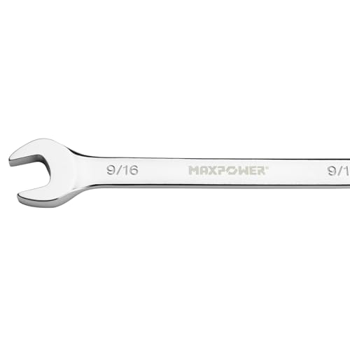Image of MAXPOWER 9 /16 Inch Combination Wrench Set, Professional Open and Box End Spanners with Mirror Finish, Made with Forged and Heat-Treated Cr-V Steel, 12-Point Design