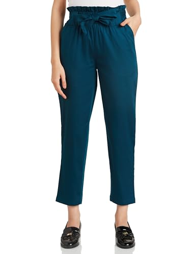 Image of Amazon Brand - Symbol Women Tapered Paper Bag Trousers (High Rise Ankle Length | with Self Fabric Belt) (Available in Plus Sizes)