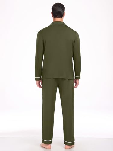 Men Modal Pajama Set Long Sleeve Pjs Button Down Sleepwear Soft Comfy Loungewear Sets 2 Piece Nightwear S-3XL3