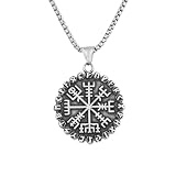 collar de hombre Brújula clásica vikinga nórdica Collares de runas Amuleto de hombre Collar colgante Vegvisir Collar Regalo de joyería masculina islandesa