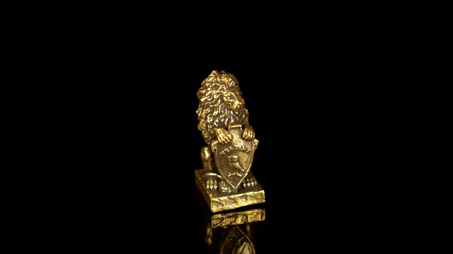 Escultura de León Guardián Retro de Latón Sólido miniatura 7