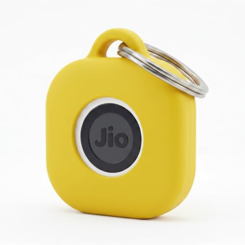 Image of Case for JioTag with Keychain Ring, Protective Holder Cover for Jio Tag Tracker, Anti-Lost & Shockproof Accessory for Keys, Luggage, Pets, and Backpacks (1, Yellow)