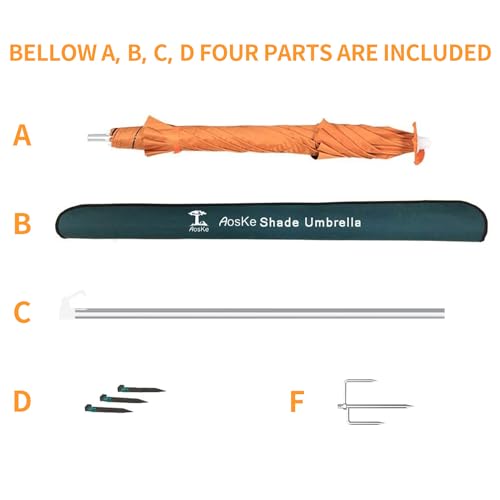 Aoske ORANGE Beach Umbrella 6.5Ft Portable thumb #6