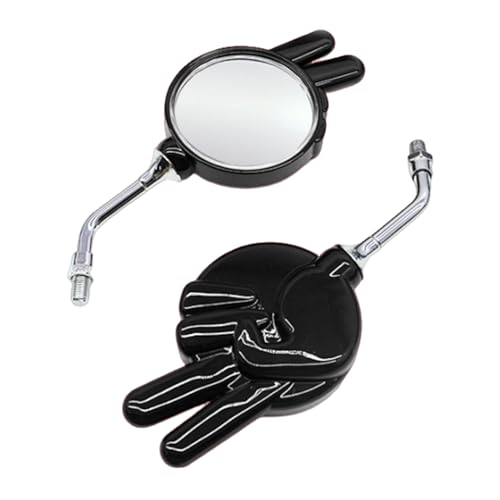 Rétroviseurs de moto pour guidon de 0,39 pouces avec miroir grand angle en métal rouge et noir
