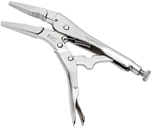 Amazon Basics 5-Piece Cr-V Locking Pliers And Wire Cutters Set With Carrying Case, 2 Straight, 3 Curved Jaw, 6.5-10 Inch, Silver #TOP3