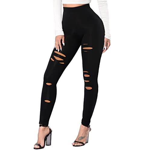 MOREFEEL-Ripped-Leggings-for-Women-High-Wisted-Leggings-for-Women-Tummy-Control-Cutout-Yoga-Pants