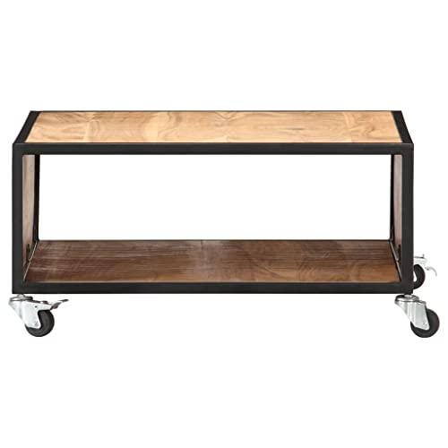 Mesa de centro con ruedas y almacenamiento de madera solventa espacio en salon 4