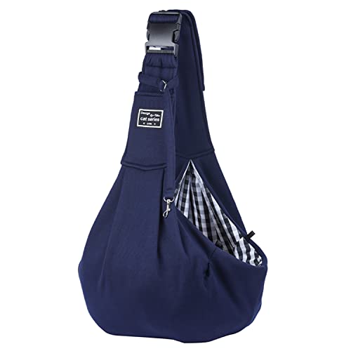 Dog Carrier Sling Soft Padded Adjustable Shoulder Strap Dog Carriers for Small Dogs Puppy Carrier Purse for Pet Cat with Front Pocket Safety Belt Machine Washable Blue