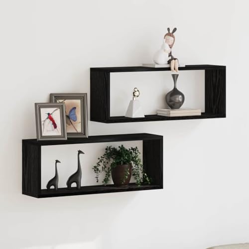 Étagères Murales Chêne Noir 2 pcs Gain de Place vidaXL