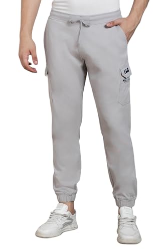 Image of Dennis Lingo Mens Cotton Lycra Solid Mid Rise Regular Fit Stretchable Cargo Joggers