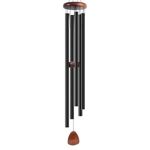 Bursvik 65" Aluminum Wind Chimes for Outside (Black), 5 Heavy Duty Tubes