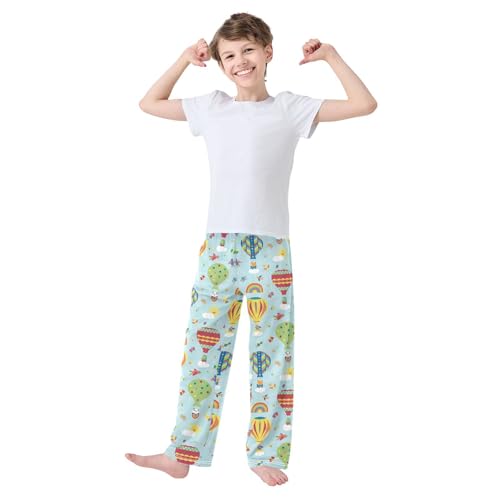 Hot Air Balloon Panda Boys Long Pants Soft Trousers Elastic Waist Kids Lounge Bottoms with Pockets S-XL2