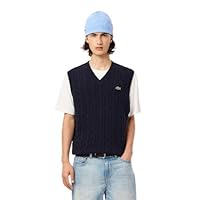 Lacoste Men's Essential Cable Stitch Vest Navy Blue, 6