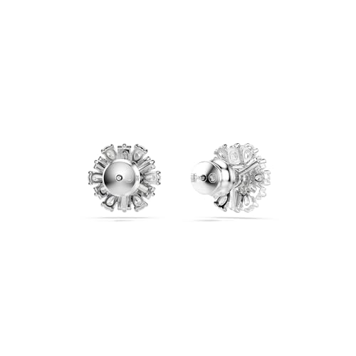 Swarovski Idyllia Stud Earrings, Mixed Cuts, Snowflake, Clear, Rhodium Finished4