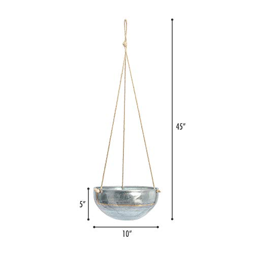 Kimisty Set 2 Hanging Planter For Outdoor & Indoor Plants, Galvanised Iron Pot, Large Flower Hanger For Patio, Window, Garden, Balcony And Terrace, Galvanized Modern Hang Basket With Rope, Boho #TOP4