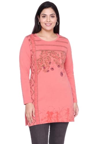 Image of Women Printed Full Sleeve Cotton Tshirt with Side Slits & Pocket | Small - 7XL Size