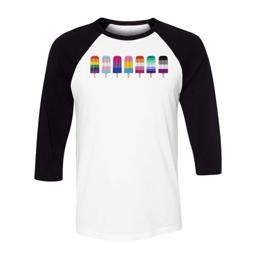 LGBTQ Popsicles Rainbow Gay Pride Flags Three-Quarter Raglan Sleeve Baseball Shirt Unisex miniatura 1