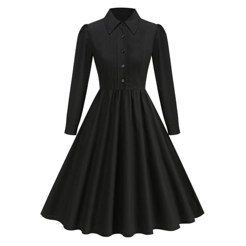 Vestido vintage de los años 50 Rockabilly Swing para mujer, elegante, estilo años 50, estilo retro, acampanado, vestido de cóctel, formal, fiesta de graduación, vestido midi con cinturón, Negro , XXL