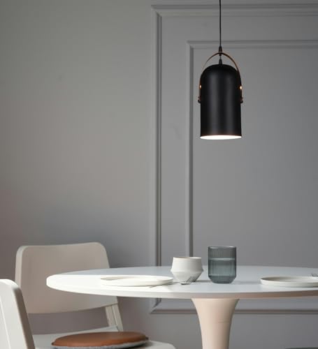 Image of MONI Modern Pendant Light for Home | Decorative Hanging Ceiling Lamp for Dining Table, Kitchen, Living Room & Cafe | Minimalist Indoor Hanging Light | E27 Bulb Compatible (Black, Pack of 3)