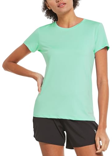 BALEAF Camisa Feminina de Corrida de Manga Curta Atléticas, Leves, Secagem Rápida, Treino, Yoga, Gol