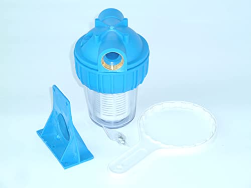 CHM GmbH® 1 Zoll 3000 L und 1 Zoll 4000 Vorfilter Hauswasserwerk Pumpen Vorfilter max.6 Bar mit Montageschlüssel und Wandhalterung, Größe: 1" 3000 l/h Cover