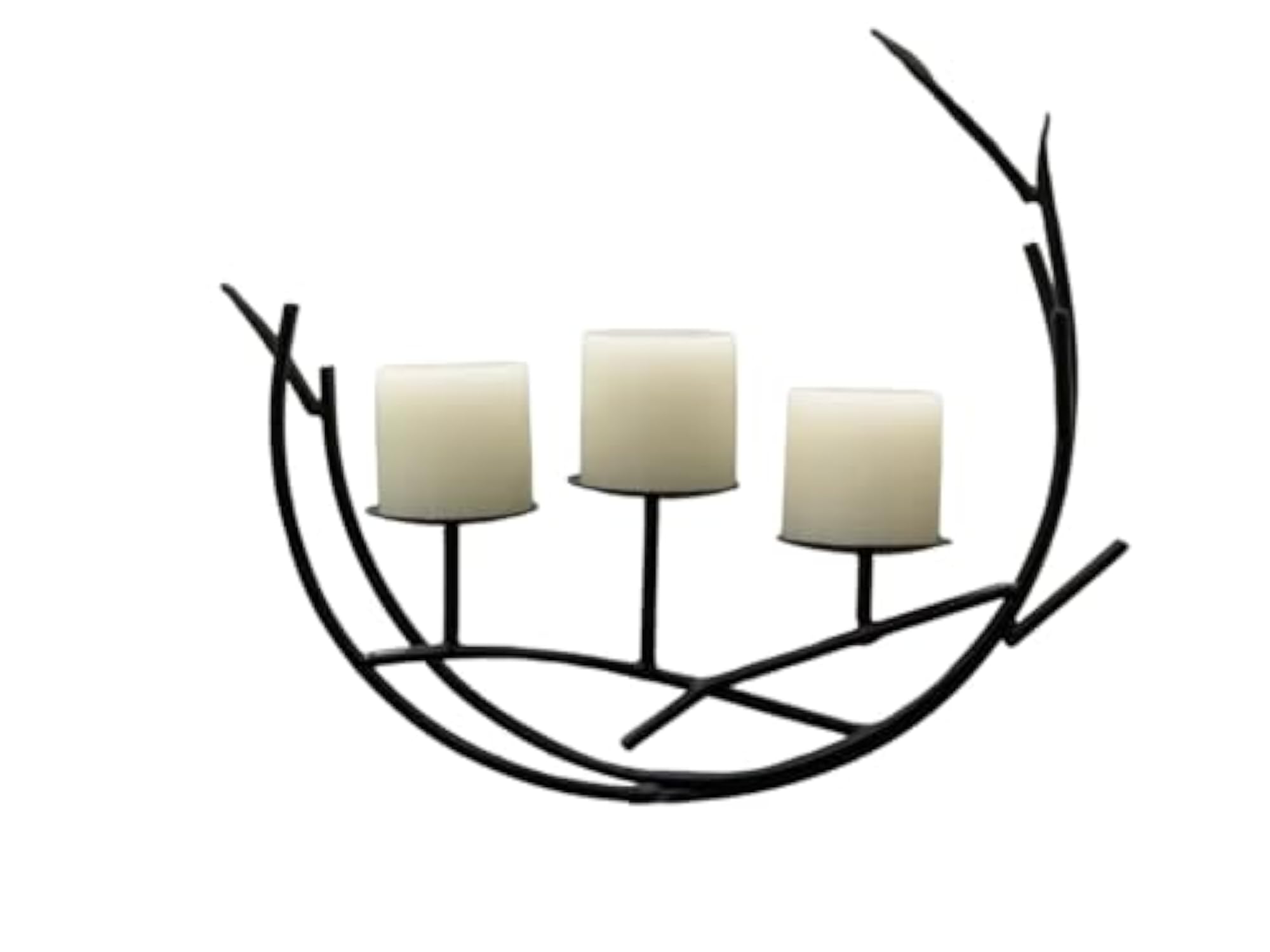 Modern Black Metal Candelabra with Tree Branch Design