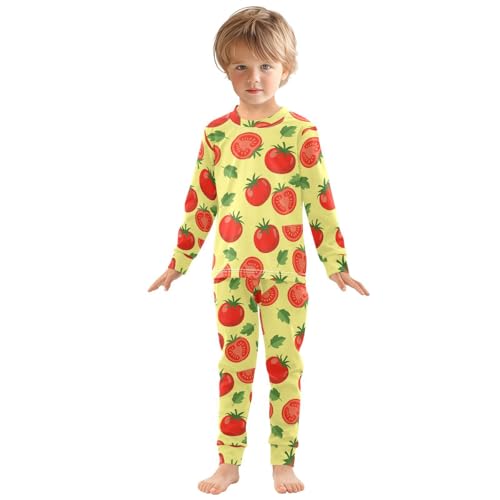 Pajama Sets Long Sleeve Tomato Slice Leaf Pattern Soft Comfy Sleepwear 2 Piece PJS 3-8T2