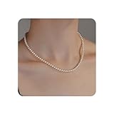 Cheria 3/4/6mm Pearl Necklaces for Women,Pearl Choker with Sterling Silver Clasp Necklace for Women Jewellery Gifts 45 cm+5 cm
