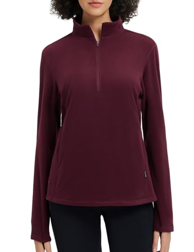 baleaf Women's Fleece Quarter Zip Pullover Long Sleeve Thermal Tops Cold Weather Hiking Running Gear with Zipper Pockets