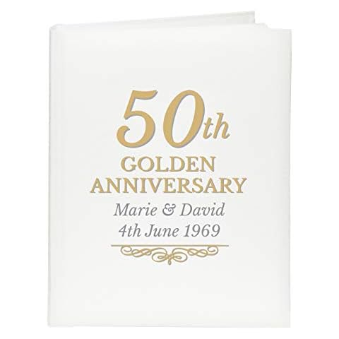 Personalised 50th Golden Wedding Anniversary Traditional Photo Album. Thoughtful Anniversary Gift Cover