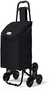VOUNOT Folding Shopping Trolley on 6 Wheels, Stair Climbing Shopping Cart, Grocery Trolley, Oxford Black