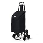 VOUNOT Folding Shopping Trolley on 6 Wheels, Stair Climbing Shopping Cart, Grocery Trolley, Oxford Black