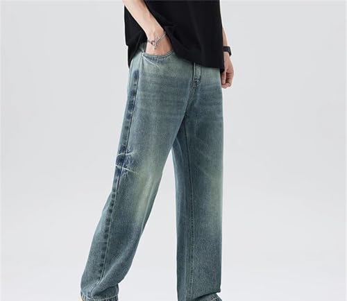 Mens Jeans Spring Summer Straight Leg Vintage Pants Streetwear Loose Casual Denim Wide-Leg Fashion4