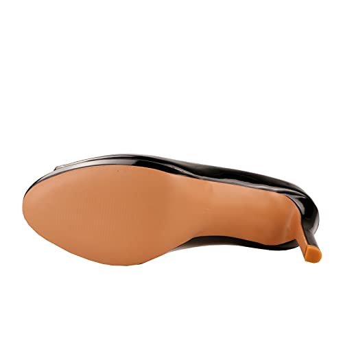 LEMUTISME Women's Patent Leather Sexy Slip On Peep Toe High Heel Dress Pumps Chic Glossy Open Toe Stiletto Heel Platform Sandals4