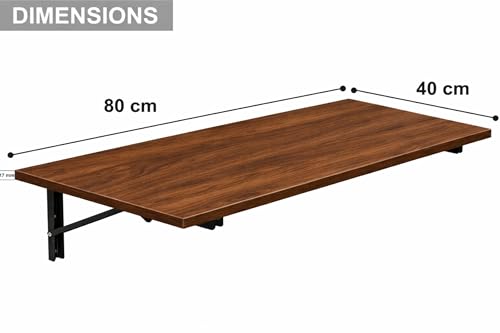 Image of Enigmatic Woodworks Wall Mounted Folding Study Table | Space Saving Foldable Laptop Desk for Home & Office | Engineered Wood Wall Mount Table (Walnut, 80 * 40 cm)
