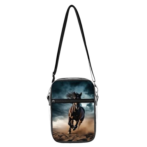 Wild Stallion in Dust Horse Clear Crossbody Bag Stadium Bag Adjustable Side Shoulder Bags Messenger Bag with 2 Compartments
