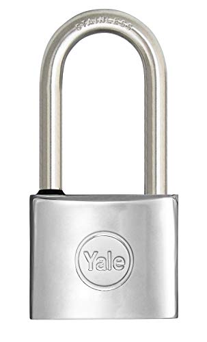 YALE Candado marino de latón Y1150040080X, ancho del cuerpo 40 mm, arco largo de acero inoxidable de 20 mm, anillo de goma y doble sistema de cierre