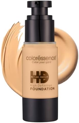 Coloressence HD Liquid Foundation, Whipped Glace, 30ml with 2 FREE Applicator Sponges | Full Coverage | Matte Finish | Waterproof | Lightweight | Non-Greasy